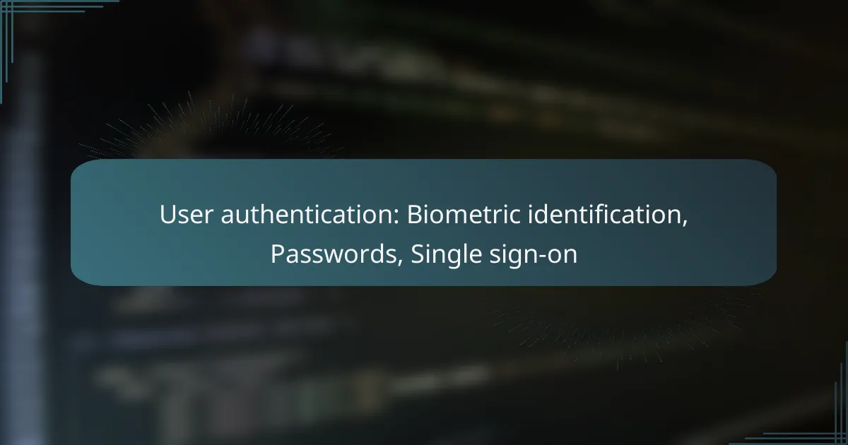 User authentication: Biometric identification, Passwords, Single sign-on