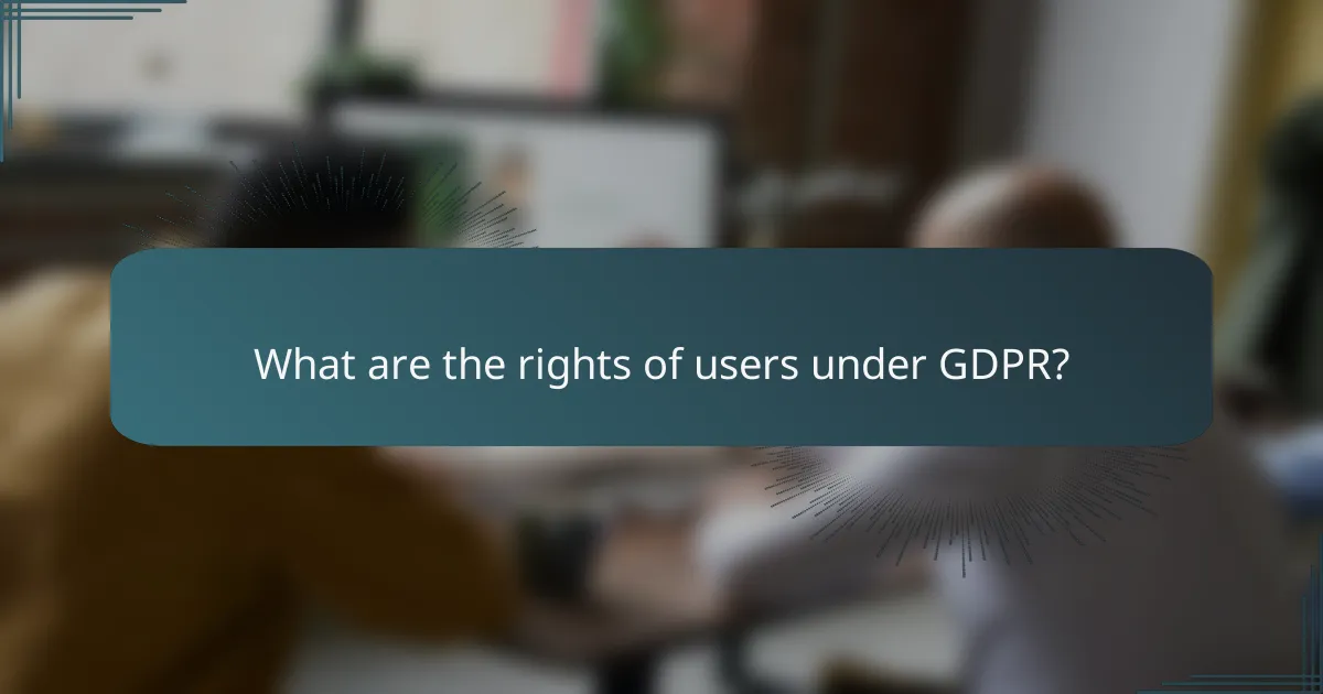 What are the rights of users under GDPR?